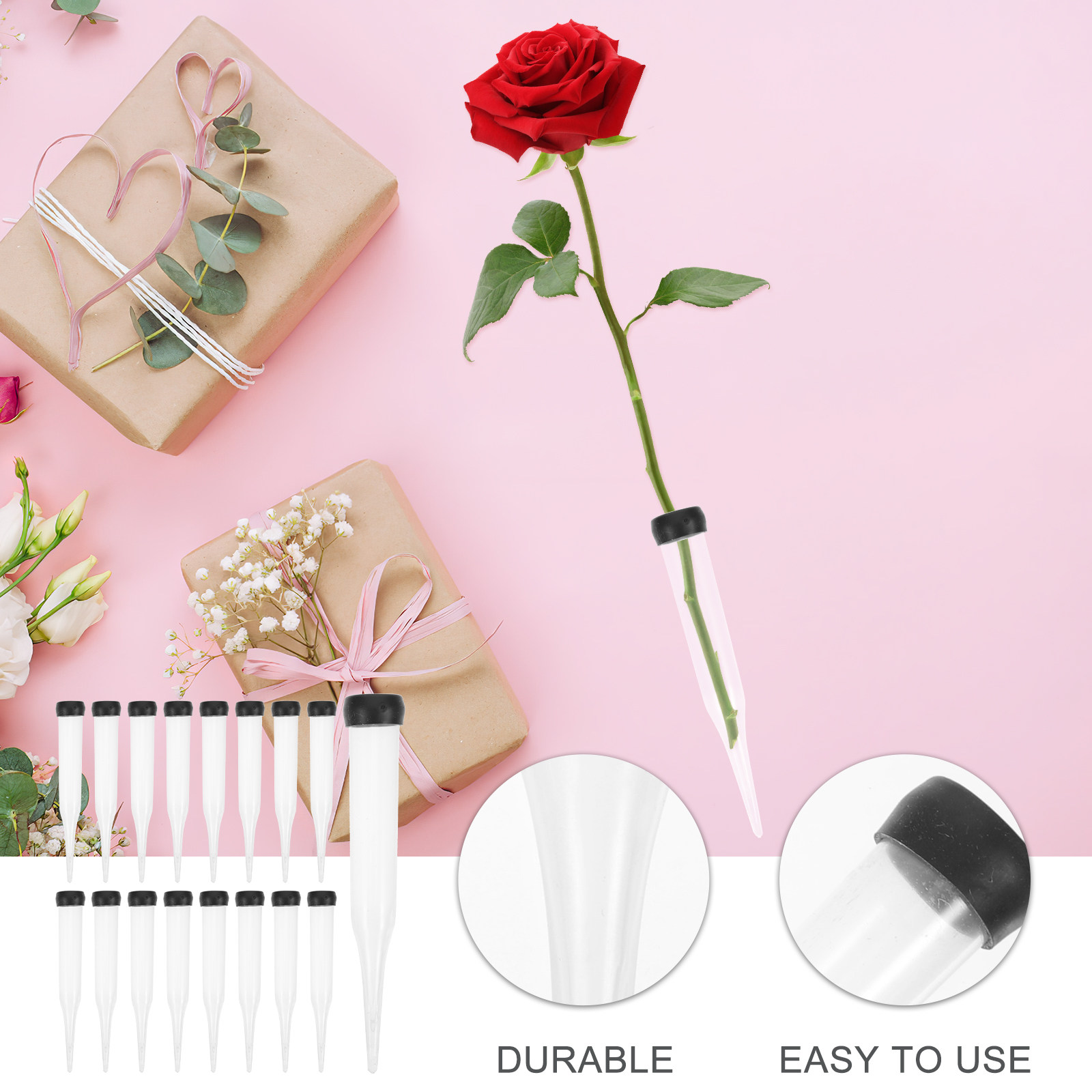 50개입 튼튼하고 컴팩트한 플라스틱 꽃 물통, 생화용, - Stem Extender Tube 리뷰 및 가격