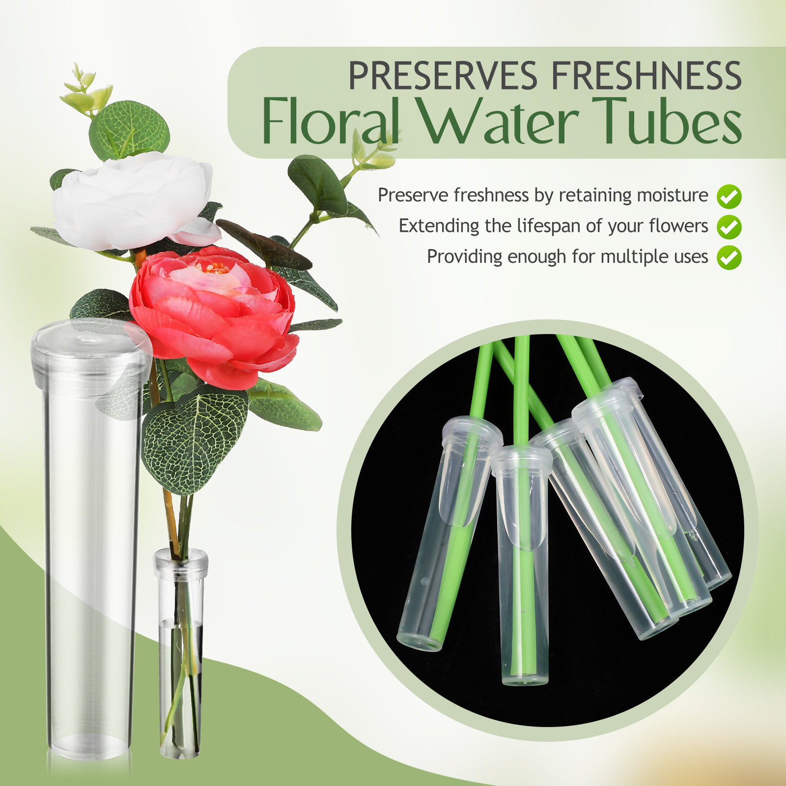 100개 꽃 물통, 누수 방지 꽃 줄기 튜브, 꽃꽂이  - Stem Extender Tube 리뷰 및 가격